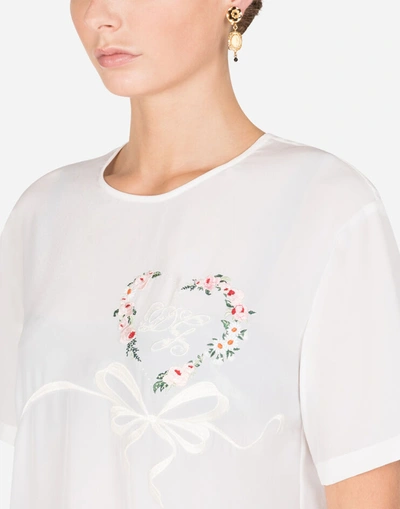 Shop Dolce & Gabbana Crepe De Chine Top With Embroidery