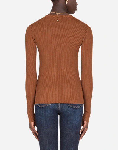 Shop Dolce & Gabbana Fine-rib Wool Sweater In Brown