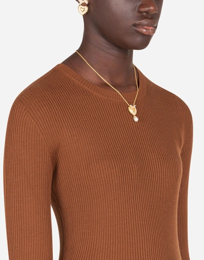 Shop Dolce & Gabbana Fine-rib Wool Sweater In Brown