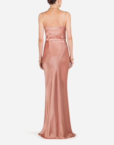 Shop Dolce & Gabbana Long Silk Dress In Pink