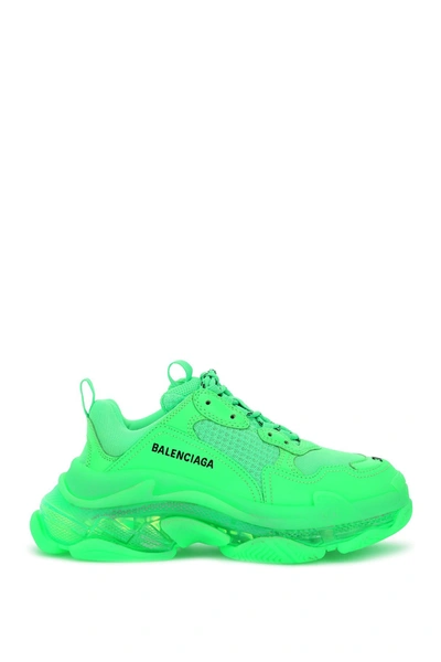 Shop Balenciaga Sneakers Triple S Clear Sole In Fluo Green