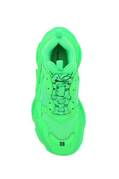 Shop Balenciaga Sneakers Triple S Clear Sole In Fluo Green