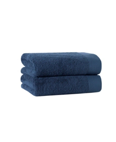 Shop Enchante Home Signature 2-pc. Bath Towels Turkish Cotton Towel Set In Dark Blue