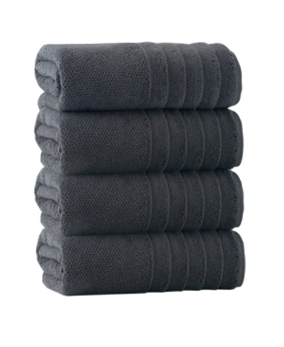 Shop Enchante Home Veta 4-pc. Bath Towels Turkish Cotton Towel Set Bedding In Dark Grey