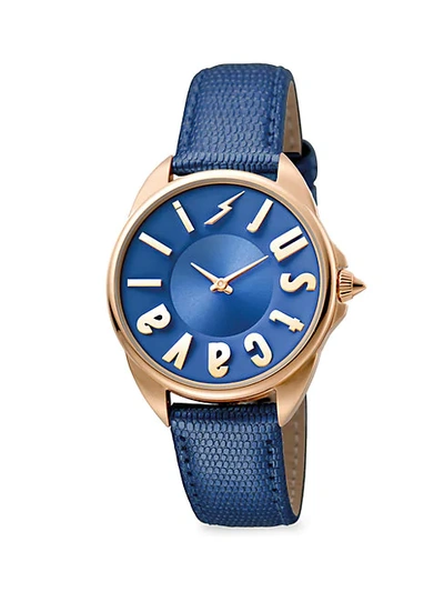 Shop Just Cavalli Stainless Steel & Leather-strap Watch