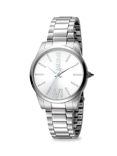 Shop Just Cavalli Relaxed Stainless Steel Bracelet Watch In Grey