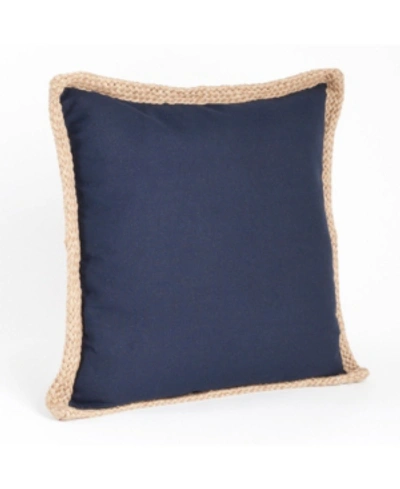 Shop Saro Lifestyle Braided Jute Decorative Pillow, 20" X 20" In Navy