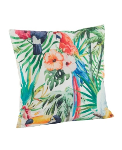 Shop Saro Lifestyle Parrot Printed Decorative Pillow, 18" X 18" In Multi