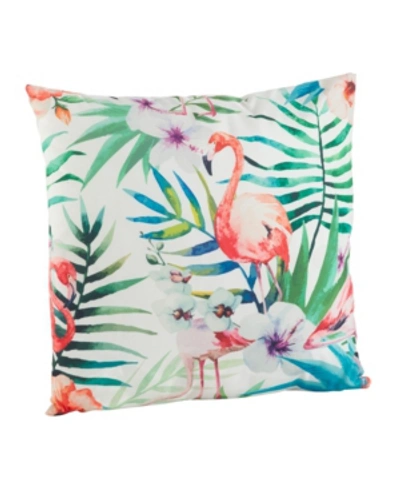 Shop Saro Lifestyle Tropical Flamingo Print Polyester Filled Throw Pillow, 18" X 18" In Multi
