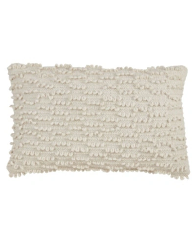 Shop Saro Lifestyle Nubby Decorative Pillow, 12" X 20" In Ivory