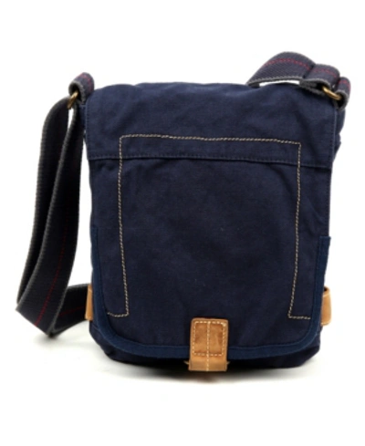 Shop Tsd Brand Atona Classic Flap Canvas Crossbody Bag In Navy