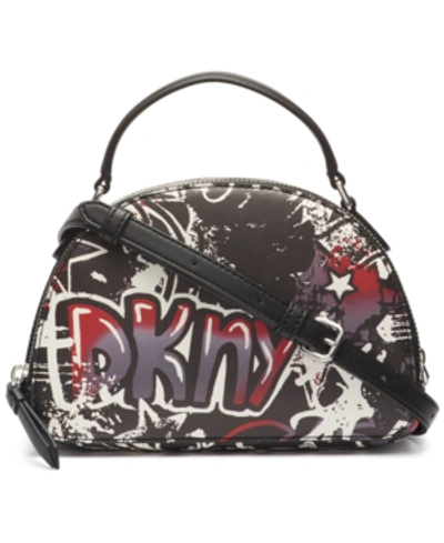 Shop Dkny Tilly Mini Dome Graffiti Crossbody In Black Graffiti