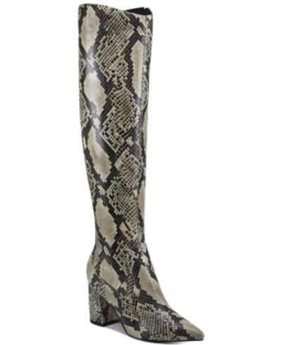 Shop Marc Fisher Retie Knee-high Boots Women's Shoes In Natural Snake