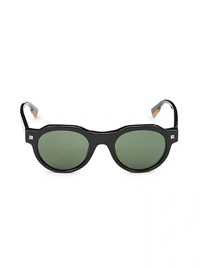 Shop Ermenegildo Zegna 48mm Round Sunglasses In Black