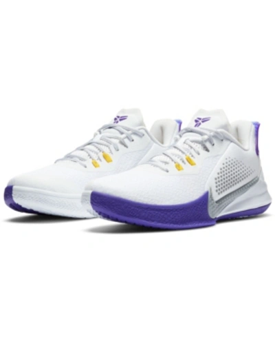 Shop Nike Men's Mamba Fury Basketball Sneakers From Finish Line In White, Light Sky Gray