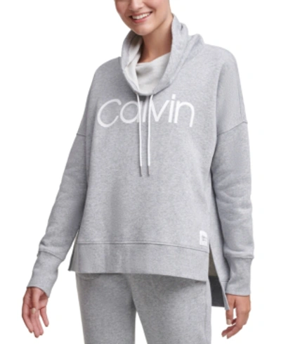 Calvin Klein Performance Funnel-neck Logo Sweatshirt In Pearl Hgr | ModeSens