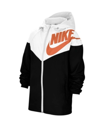 Shop Nike Big Boys Sportswear Wind Runner Jacket In White/black