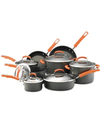 Shop Rachael Ray Hard-anodized Non-stick 14-pc. Cookware Set In Orange