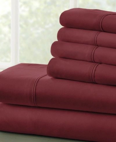 Shop Ienjoy Home Solids In Style By The Home Collection 6 Piece Bed Sheet Set, King In Burgundy