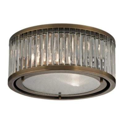 Shop Elk Lighting Linden Collection 2 Light Flush Mount In Aged Brass