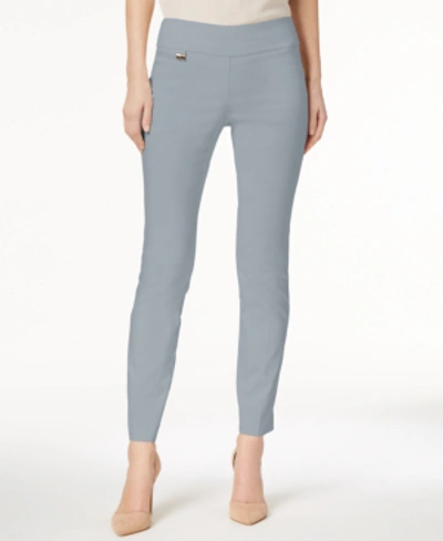 Shop Alfani Petite Tummy-control Pull-on Skinny Pants, Petite & Petite Short, Created For Macy's In New City Silver