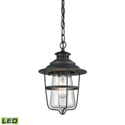 Shop Elk Lighting San Mateo 1 Light Outdoor Pendant In Textured Matte Black With Clear Seedy Glass