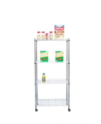 Shop Mind Reader 4 Tier Adjustable Heavy Duty Metal Storage Rack Shelving Unit With Wheels In Silver