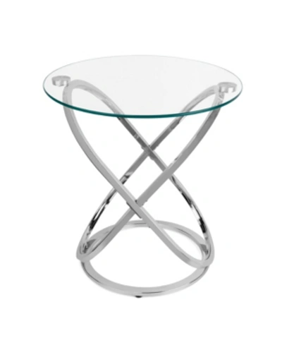 Danya B . Galaxy Chrome And Tempered Glass Round End Table In Chrome