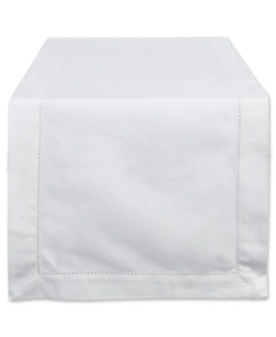 Shop Design Imports Hemstitch Kitchen Table Runner 14" X 72" In Open White