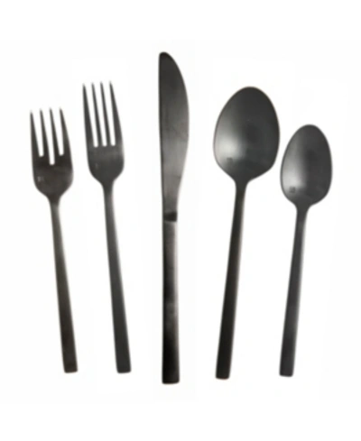 Shop Fortessa Arezzo Brushed Black 5pc Place Setting In Brushed Black Stainless Steel