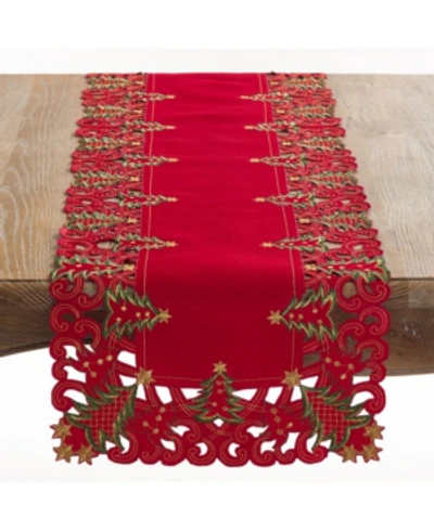 Shop Saro Lifestyle Christmas Trees Holiday Table Runner, 16" X 68" In Red