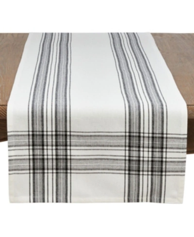 Shop Saro Lifestyle Cotton Plaid Design Table Runner In Black