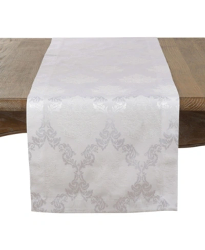 Shop Saro Lifestyle Damask Luxury Table Runner, 15" X 90" In White