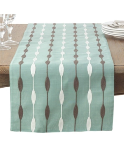 Shop Saro Lifestyle Modern Embroidered Design Table Runner In Seafoam