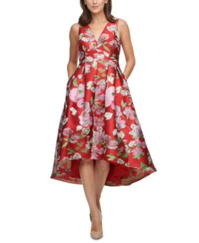 Shop Eliza J Petite High-low Fit & Flare Dress In Red Floral