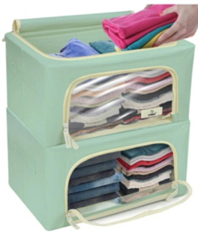 Shop Sorbus Storage Box With Small Window, Set Of 2 In Teal