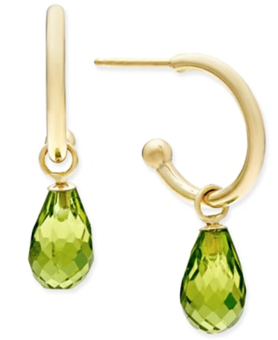 Shop Macy's Peridot Hoop Earrings In 14k Gold