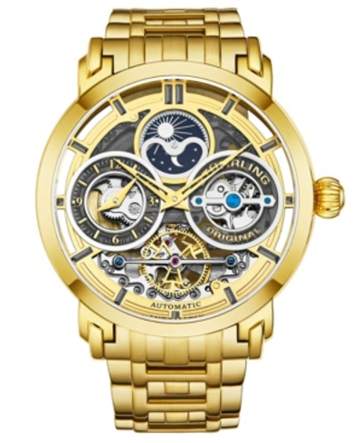 Shop Stuhrling Men's Gold Tone Stainless Steel Bracelet Watch 47mm