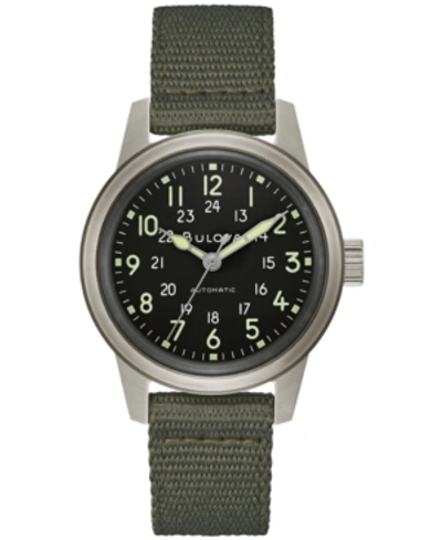 Shop Bulova Men's Automatic Military Green Nylon Strap Watch 38mm