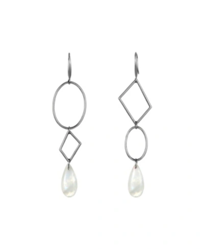 Shop Adornia Three Tier Geometric Drop Earrings In Silver - Tone