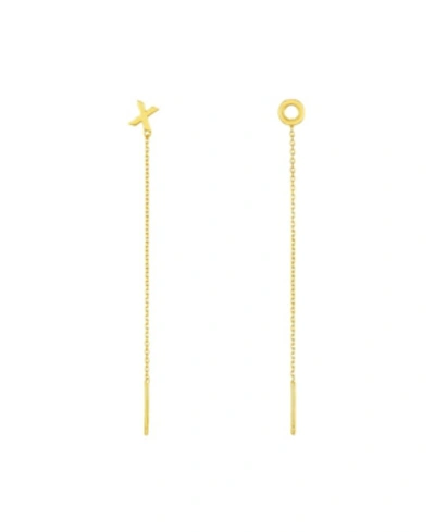 Shop Adornia X And O Threader Earring Pair In Yellow