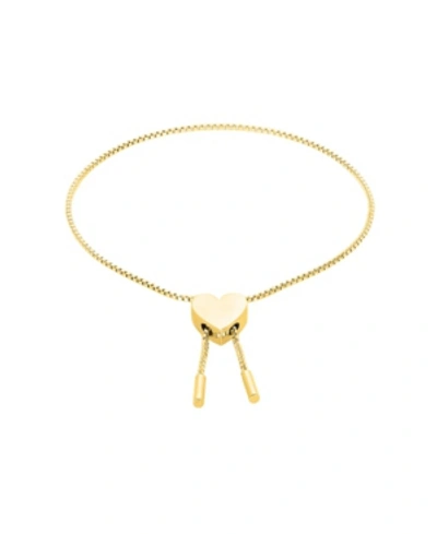 Adornia 14k Yellow Gold Brass Heart Bolo Bracelet In Yellow