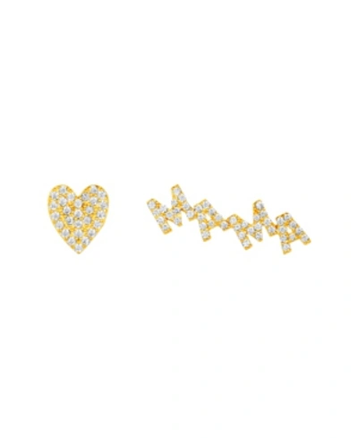 Shop Adornia Mama Curved Earring Pair Set In Yellow
