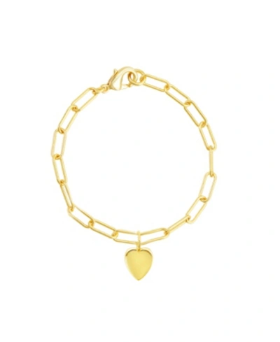 Adornia Paperclip Chain Bracelet With Heart Gold In Yellow