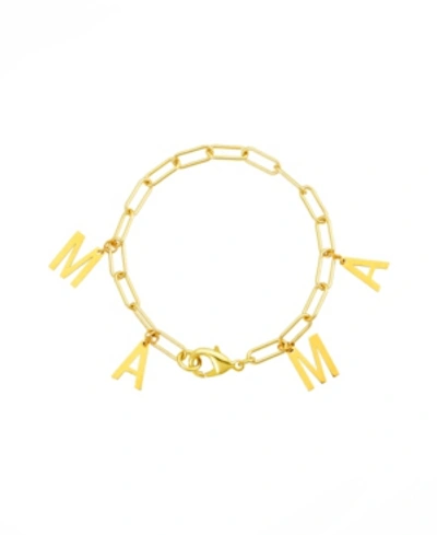 Shop Adornia Mama Dangle Paper Clip Chain Bracelet In Yellow