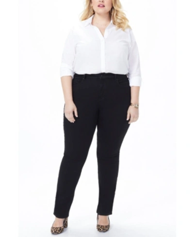 Shop Nydj Plus Size Marilyn Straight Leg Jeans In Black