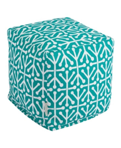 Shop Majestic Home Goods Aruba Ottoman Pouf Cube 17" X 17" In Teal