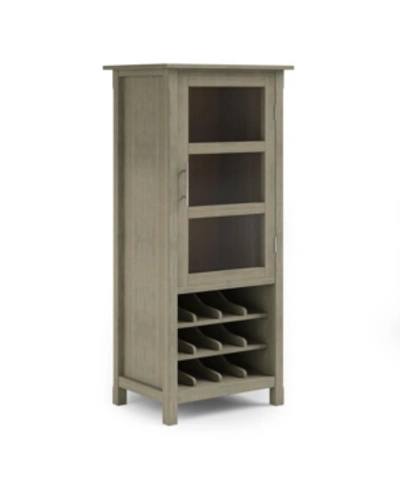 Shop Simpli Home Avalon Solid Wood High Storage Wine Rack Cabinet In Gray