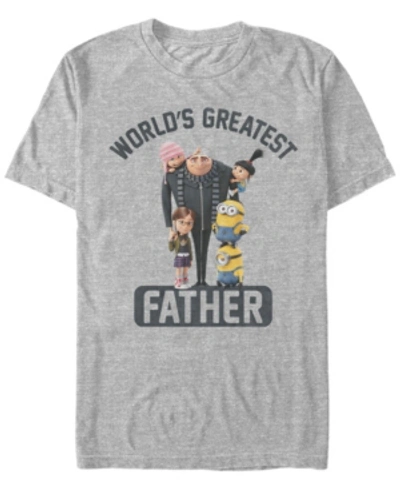 Shop Minions Illumination Men's Despicable Me Gru World's Greatest Father Short Sleeve T-shirt In Athletic H