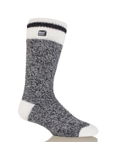 Shop Heat Holders Men's Original Cream Block Twist Thermal Socks In Black